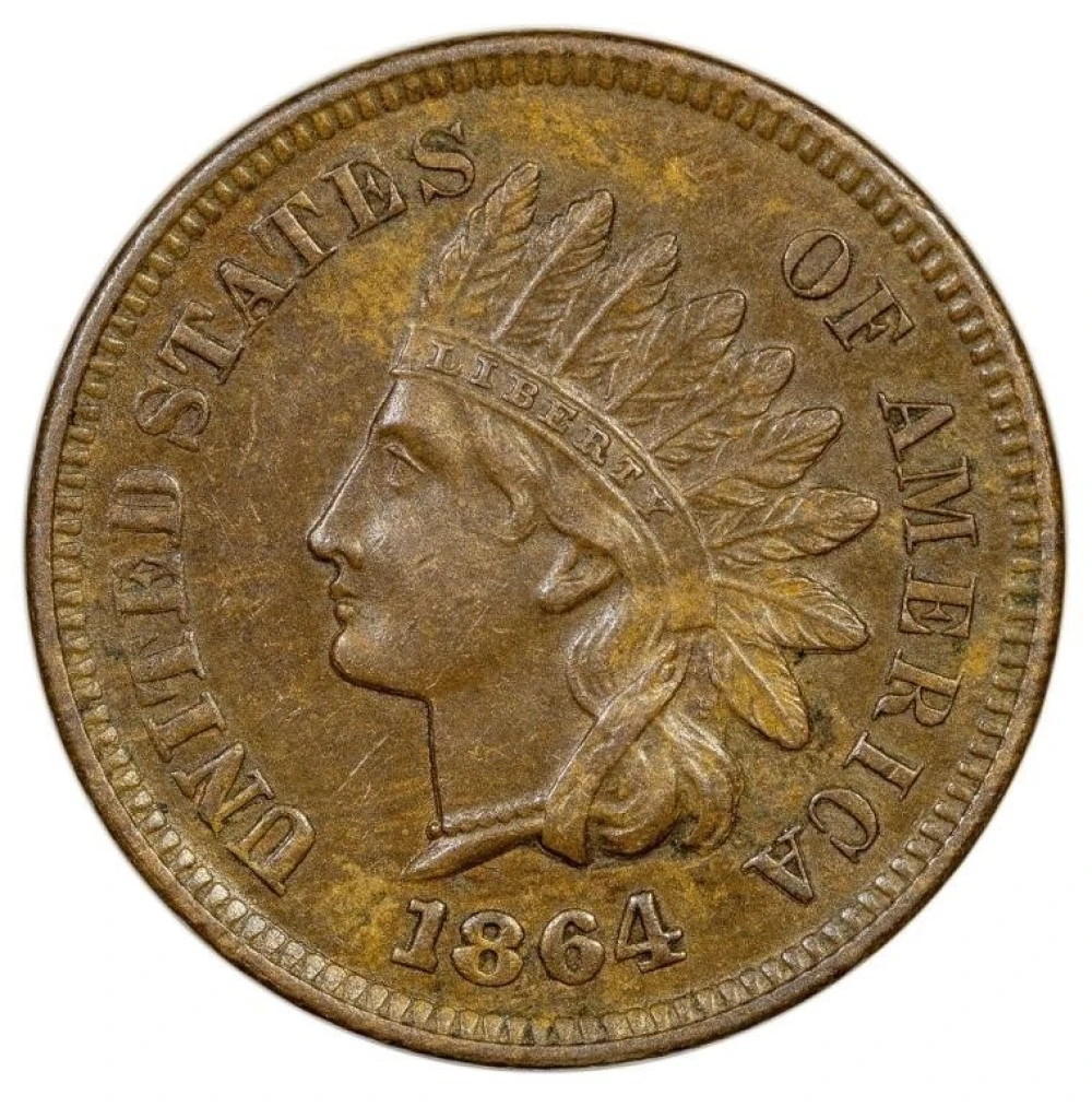 AU-50 1864-L Indian Cent