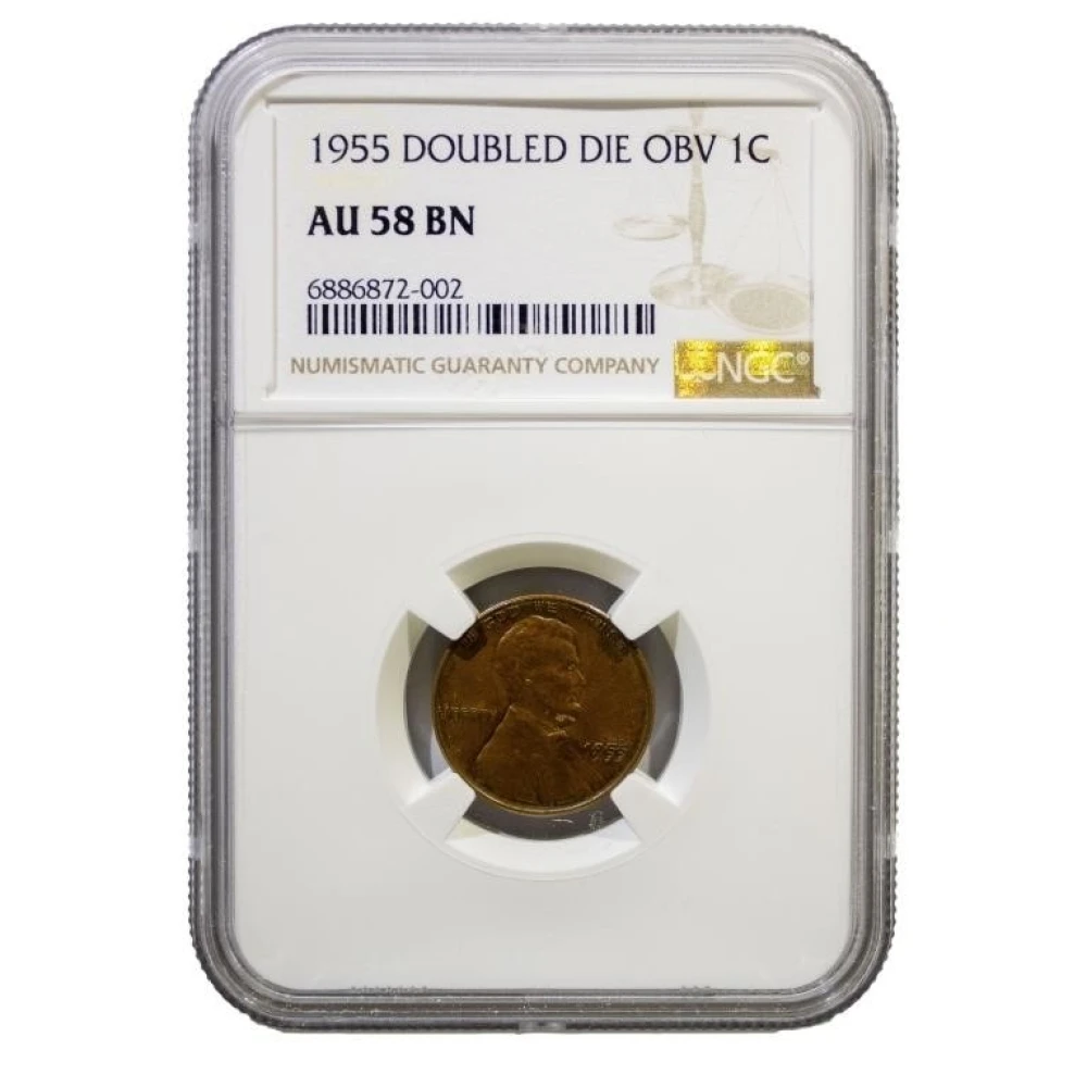 NGC AU-58 1955/55 Double Die Lincoln Cent