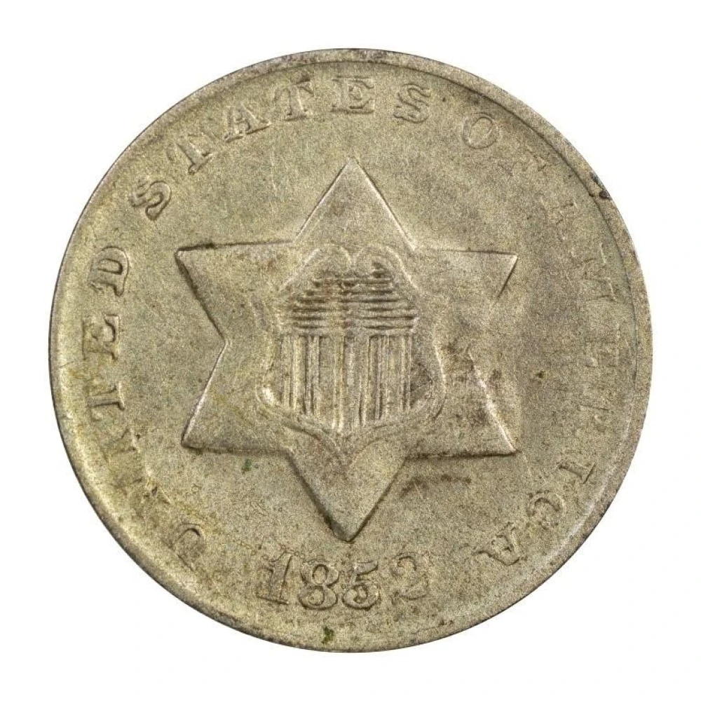 EF-40 1852 Three Cent Silver