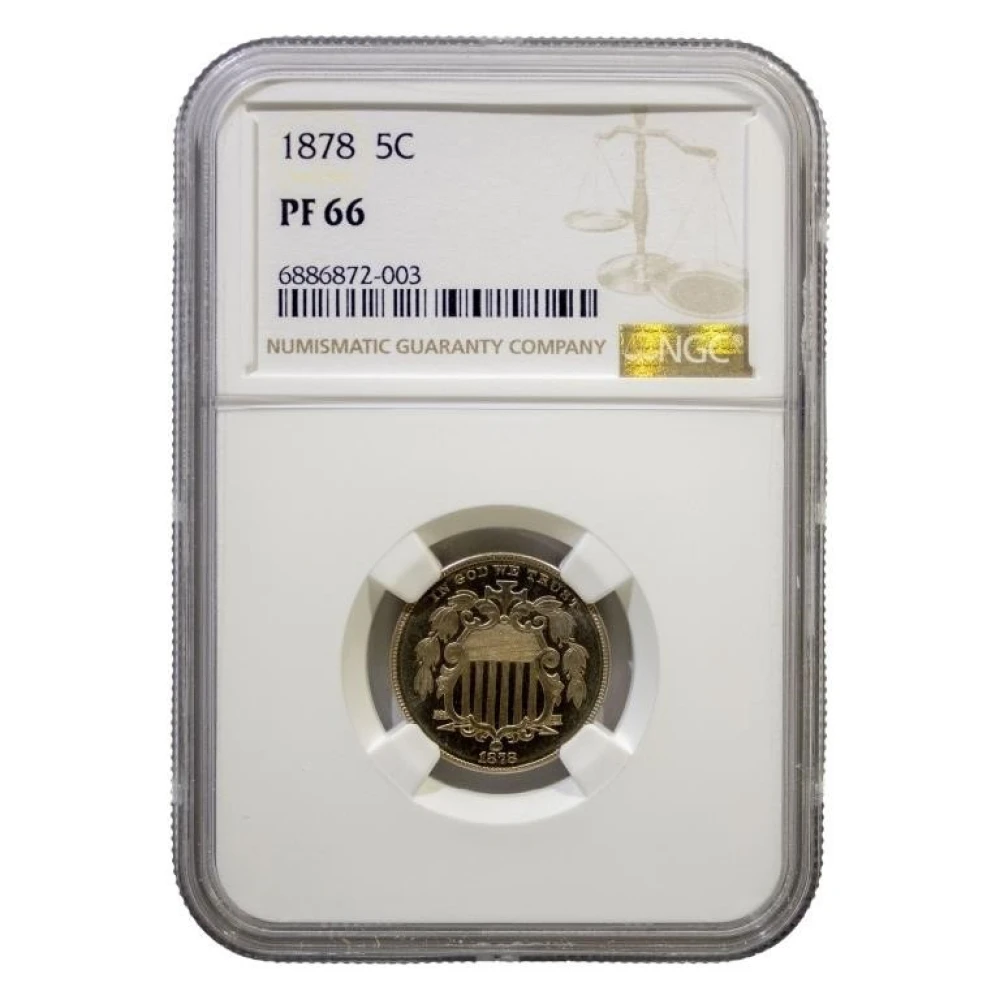 NGC Proof-66 1878 Shield Nickel