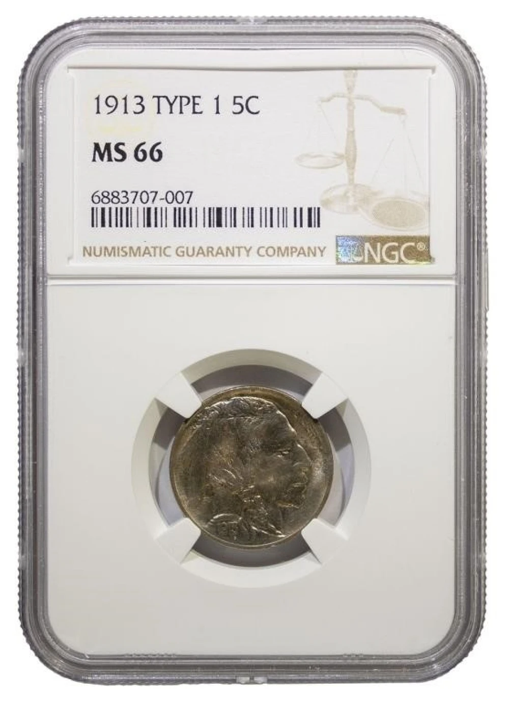NGC MS-66 1913 TI Buffalo Nickel