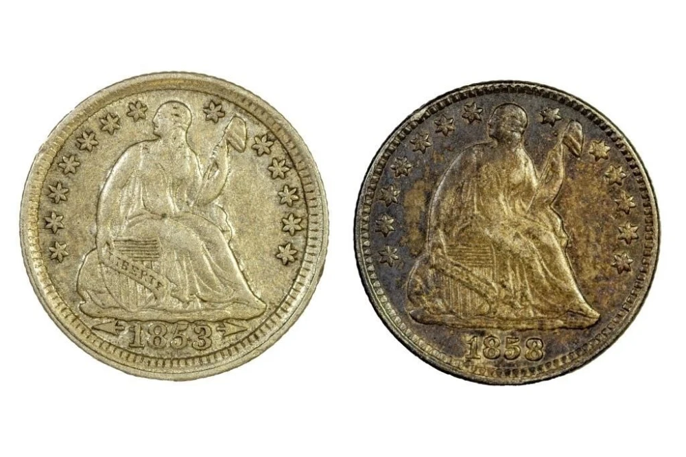 1850's Seated Half Dime Pair