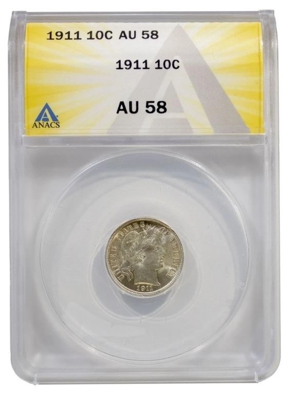 ANACS AU-58 1911 Barber Dime