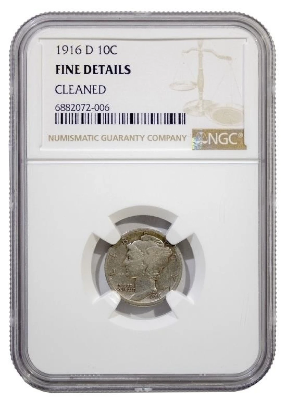 NGC Fine Details 1916-D Mercury Dime