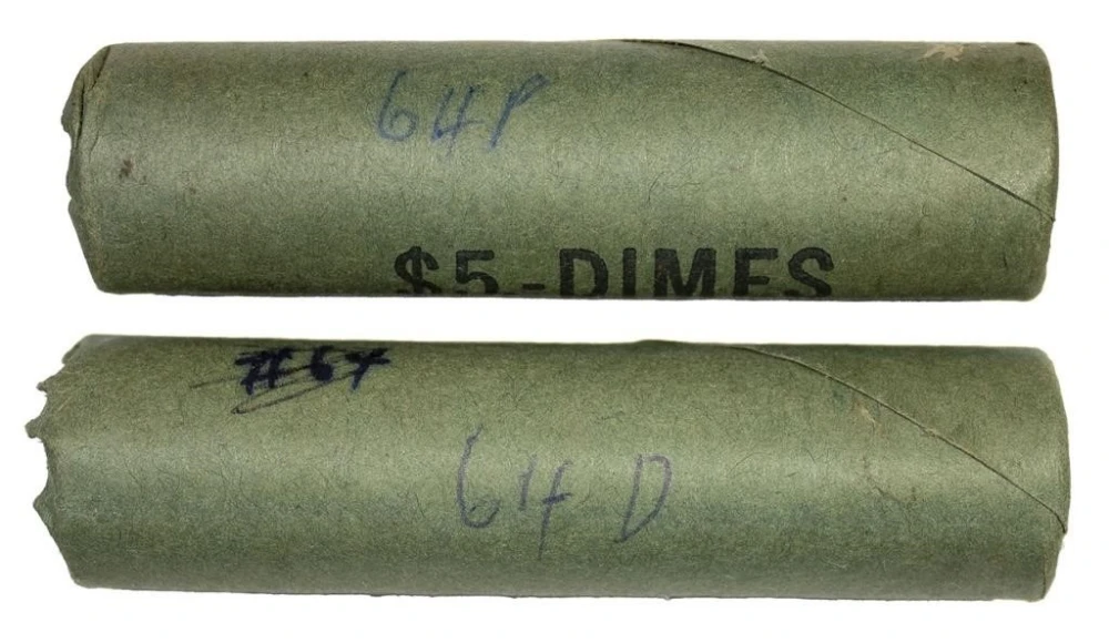 1964-P&D Bank Wrapped Roosevelt Dime Rolls