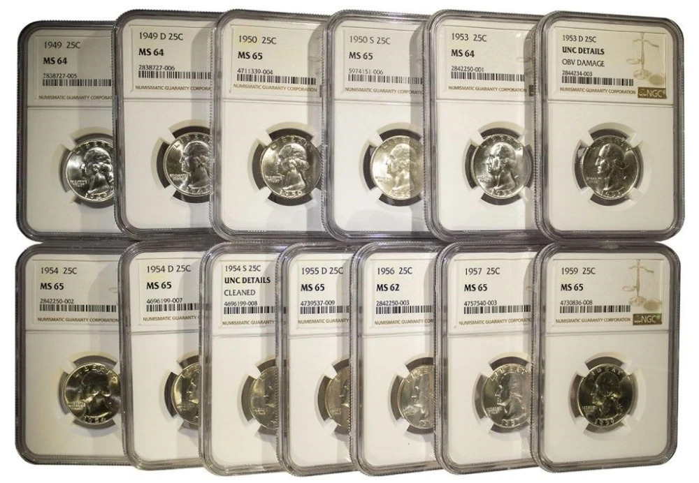 13 Different NGC Certified Washington Quarters