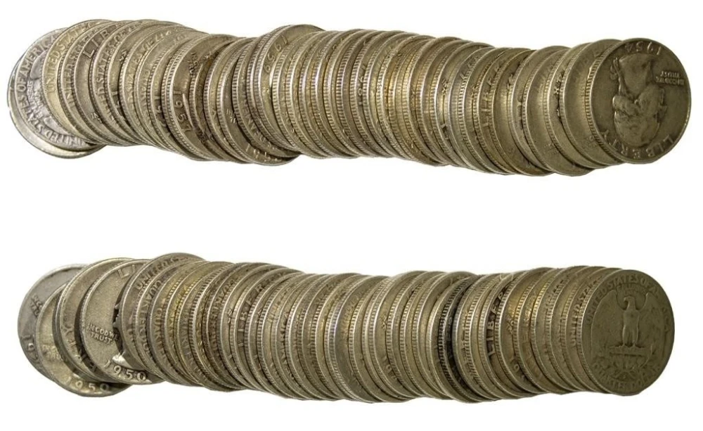 Silver Washington Quarter Roll Pair