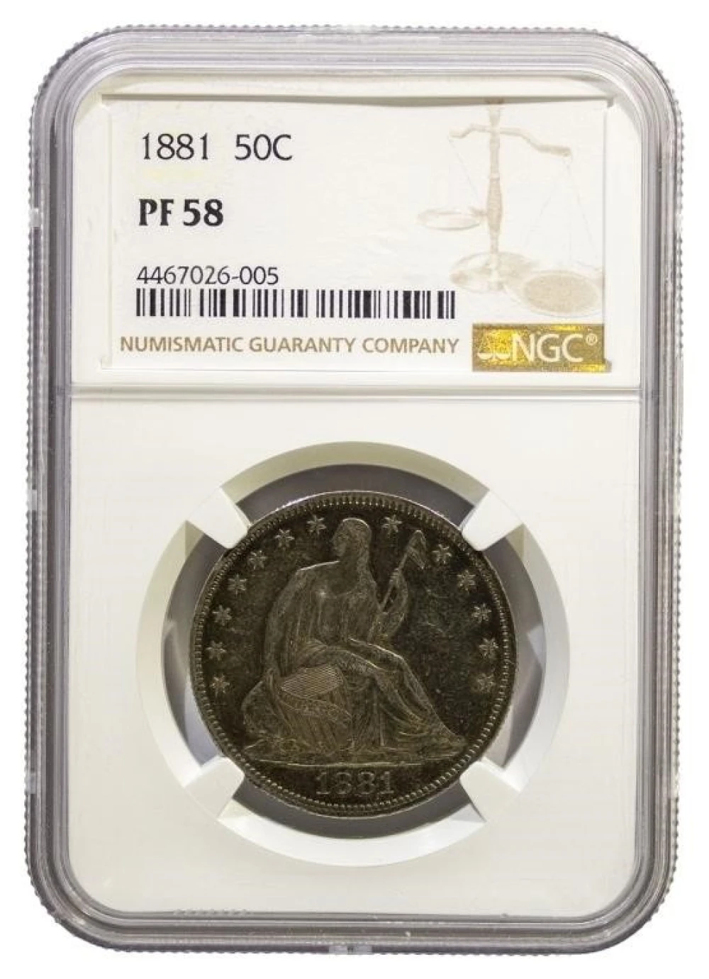 NGC Proof-58 1881 Half Dollar