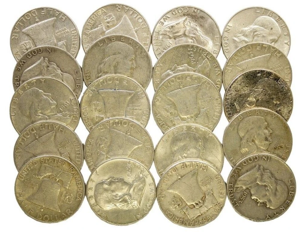 Mixed Roll of Franklin Half Dollars