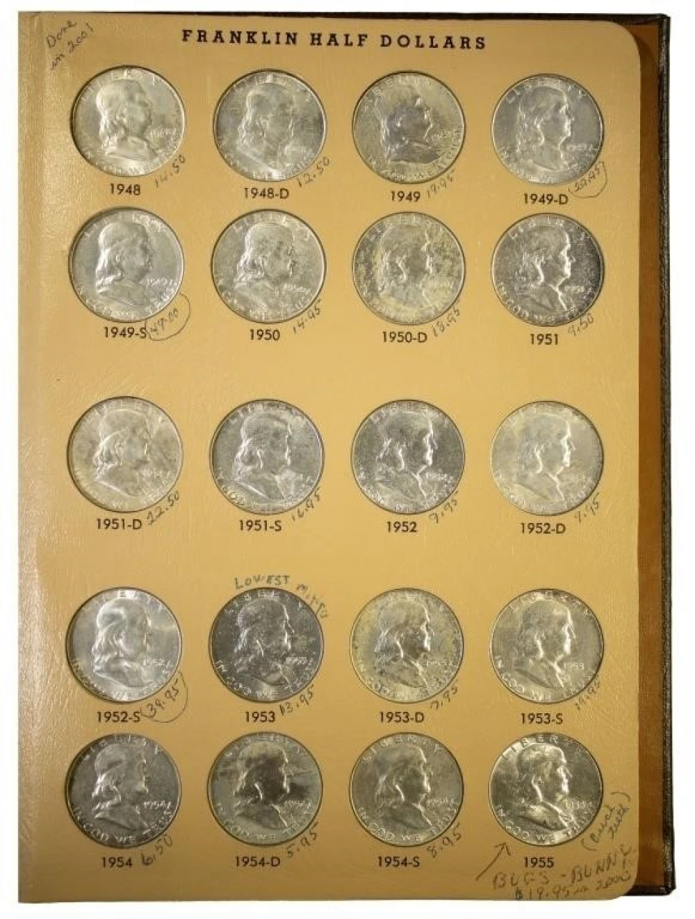 Complete Set of Franklin Half Dollars
