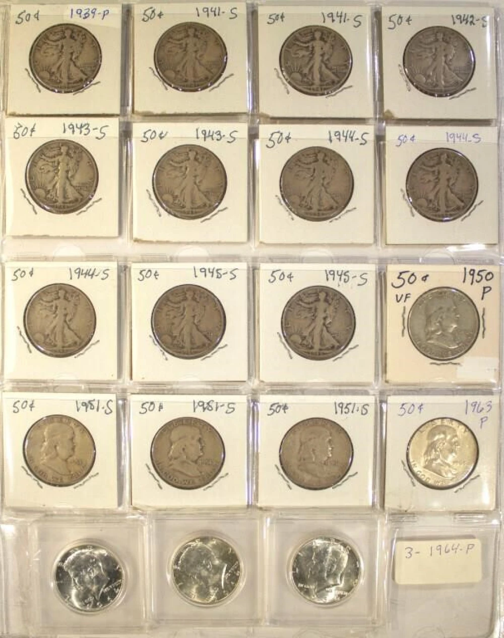 19 pcs of 90% Silver Half Dollars