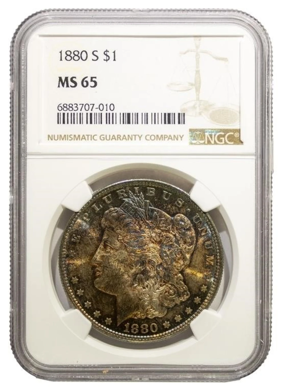 Colorful NGC MS-65 1880-S Morgan Dollar