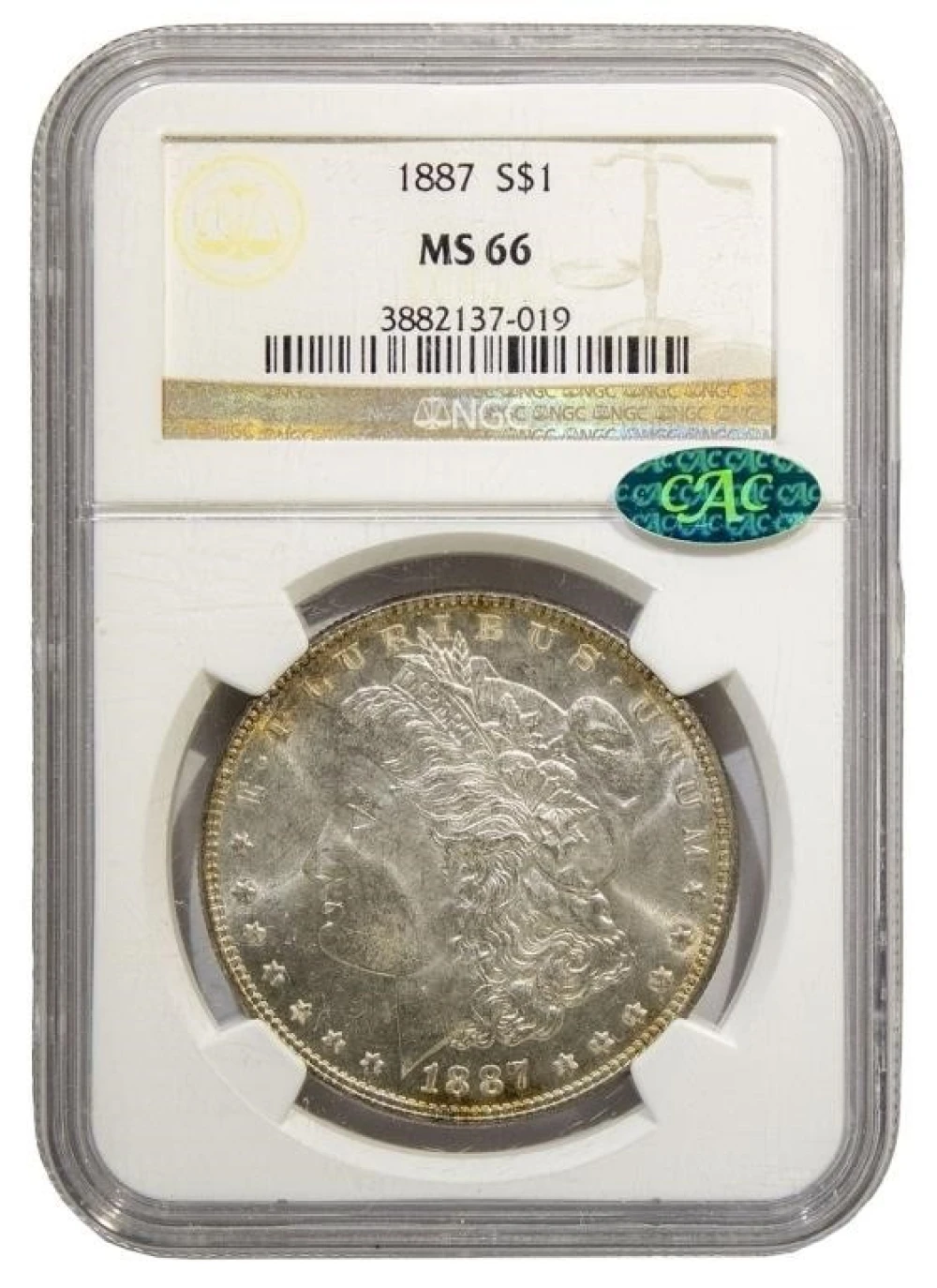 NGC MS-66 CAC 1887 Morgan $1