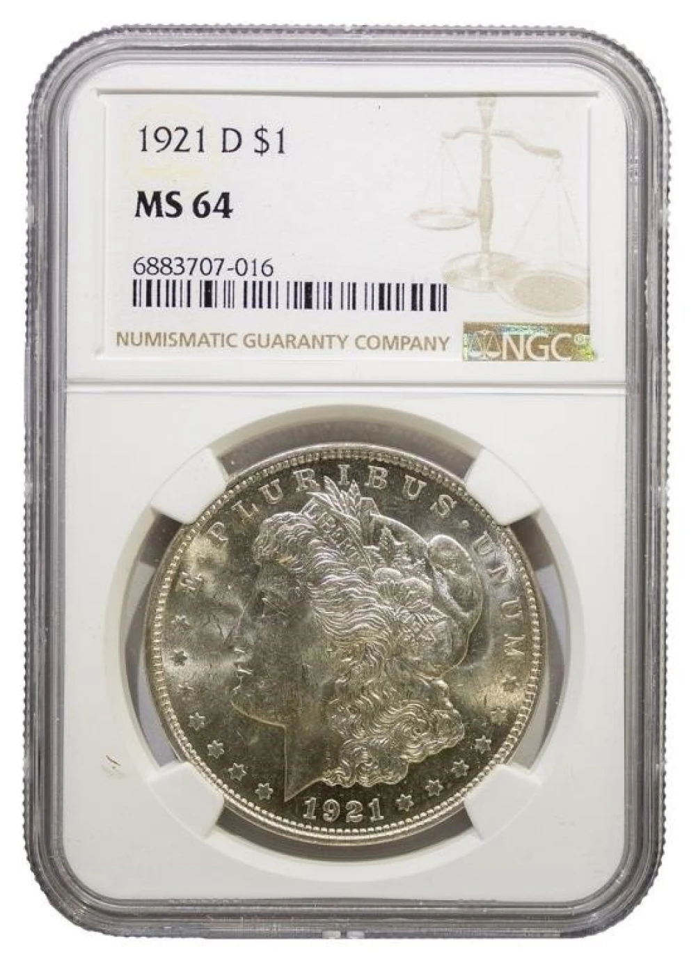 NGC MS-64 1921-D Morgan Dollar