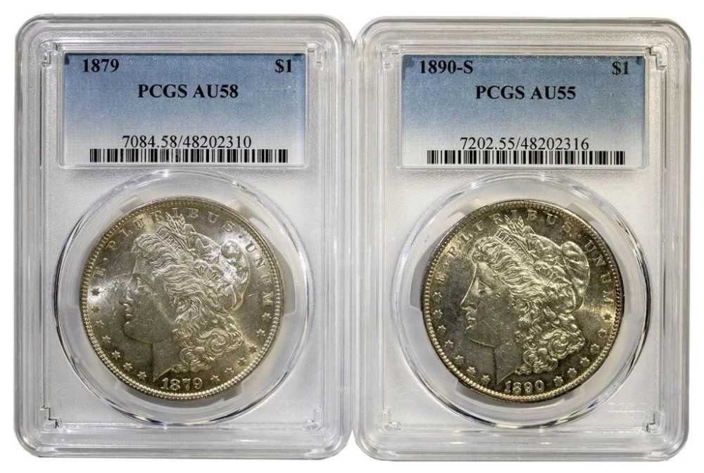 PCGS AU Morgan Pair