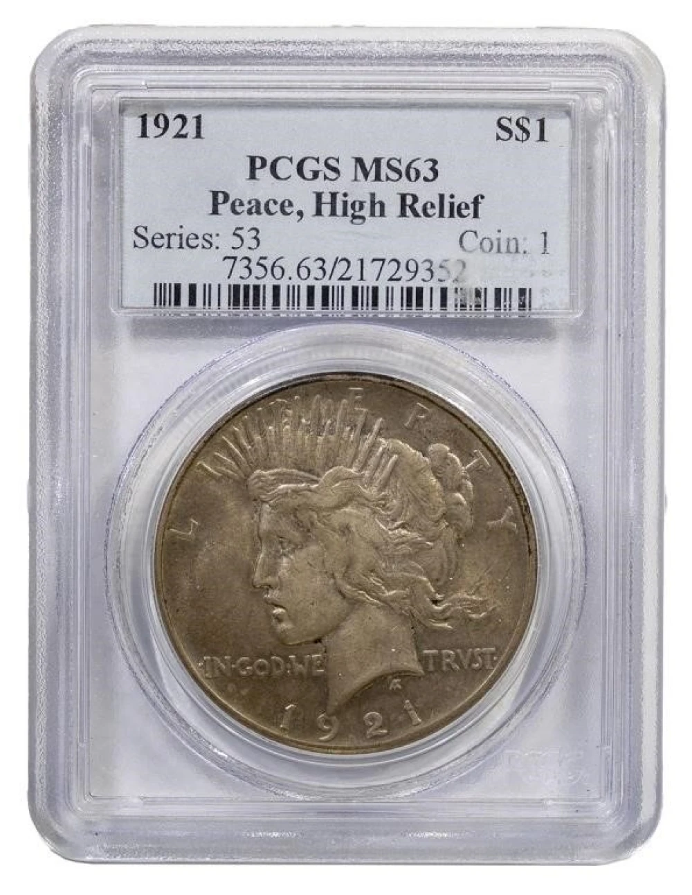 PCGS MS-63 1921 Peace Dollar