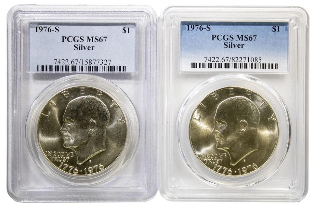Pair of PCGS MS-67 1976-S Silver Ike Dollars