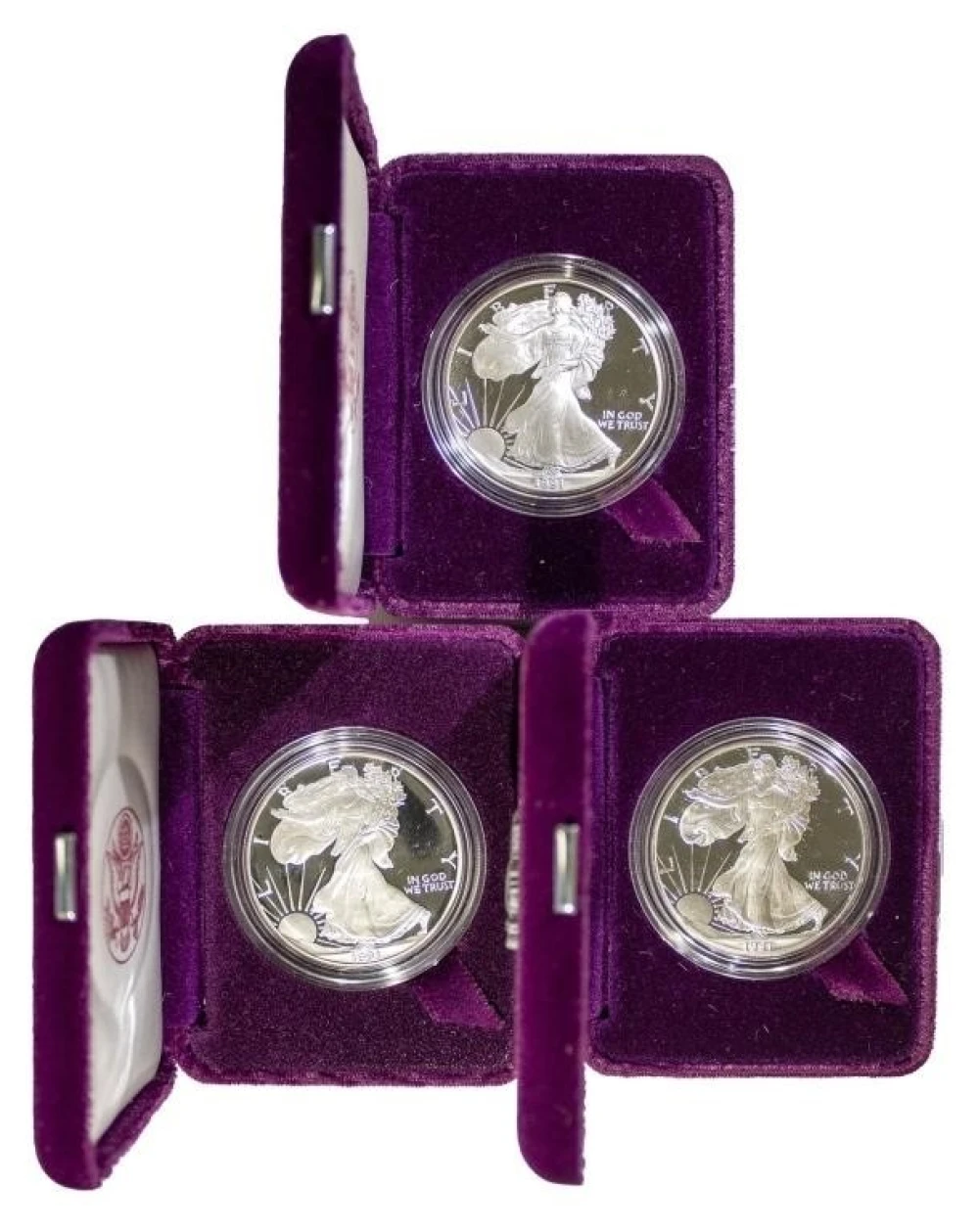3 pcs 1991 Proof Silver Eagles