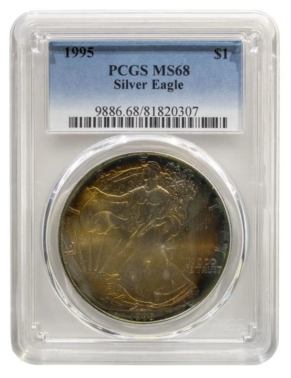 PCGS MS-68 Toned 1995 American Silver Eagle $1