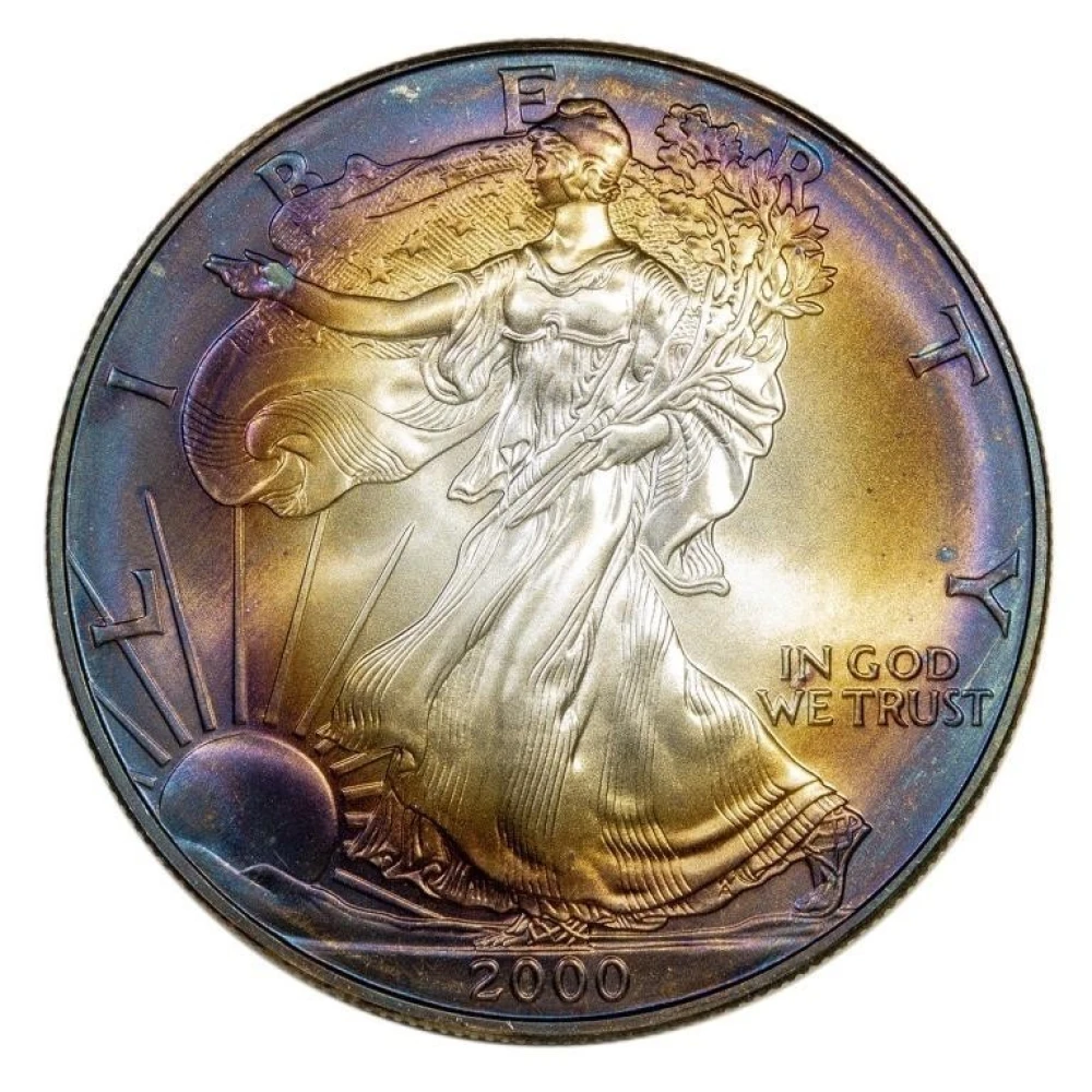 Gem UNC Toned 2000 American Eagle Silver $1
