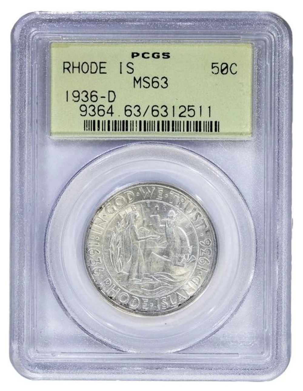 PCGS MS-63 1936-D Rhode Island Half Dollar