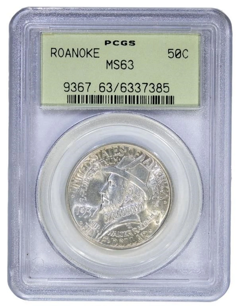 PCGS MS-63 1937 Roanoke Half Dollar