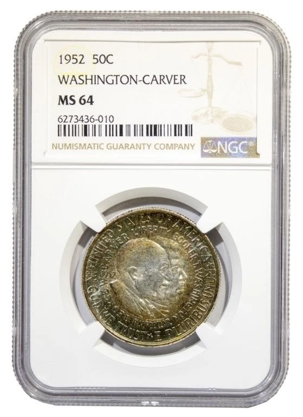 Beautifully Toned NGC MS-64 1952 Wash-Carver Half
