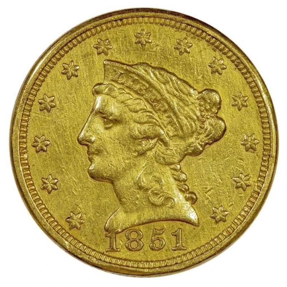EF Details 1851 Gold $2.50 Liberty