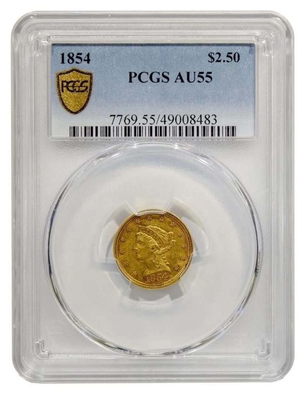 PCGS AU-55 1854 Gold $2.50 Liberty