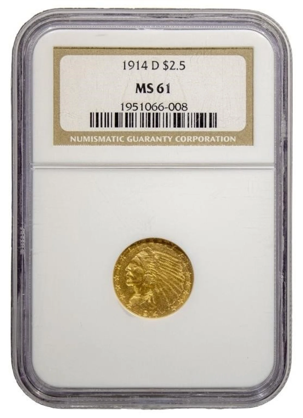 NGC MS-61 1914-D Gold $2.50 Liberty