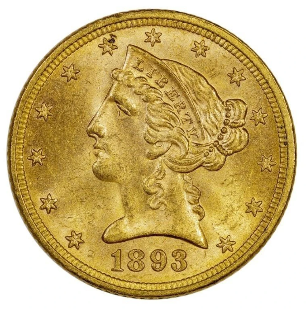 Choice BU-63 1893 Gold $5 Liberty