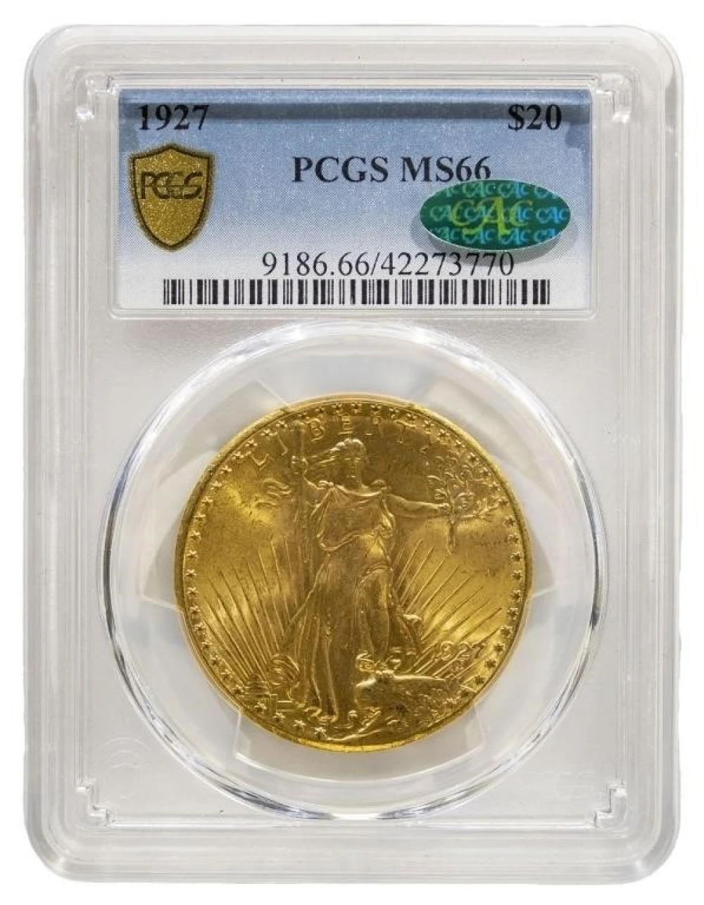 NGC MS-66 CAC 1927 Gold $20 St.Gaudens