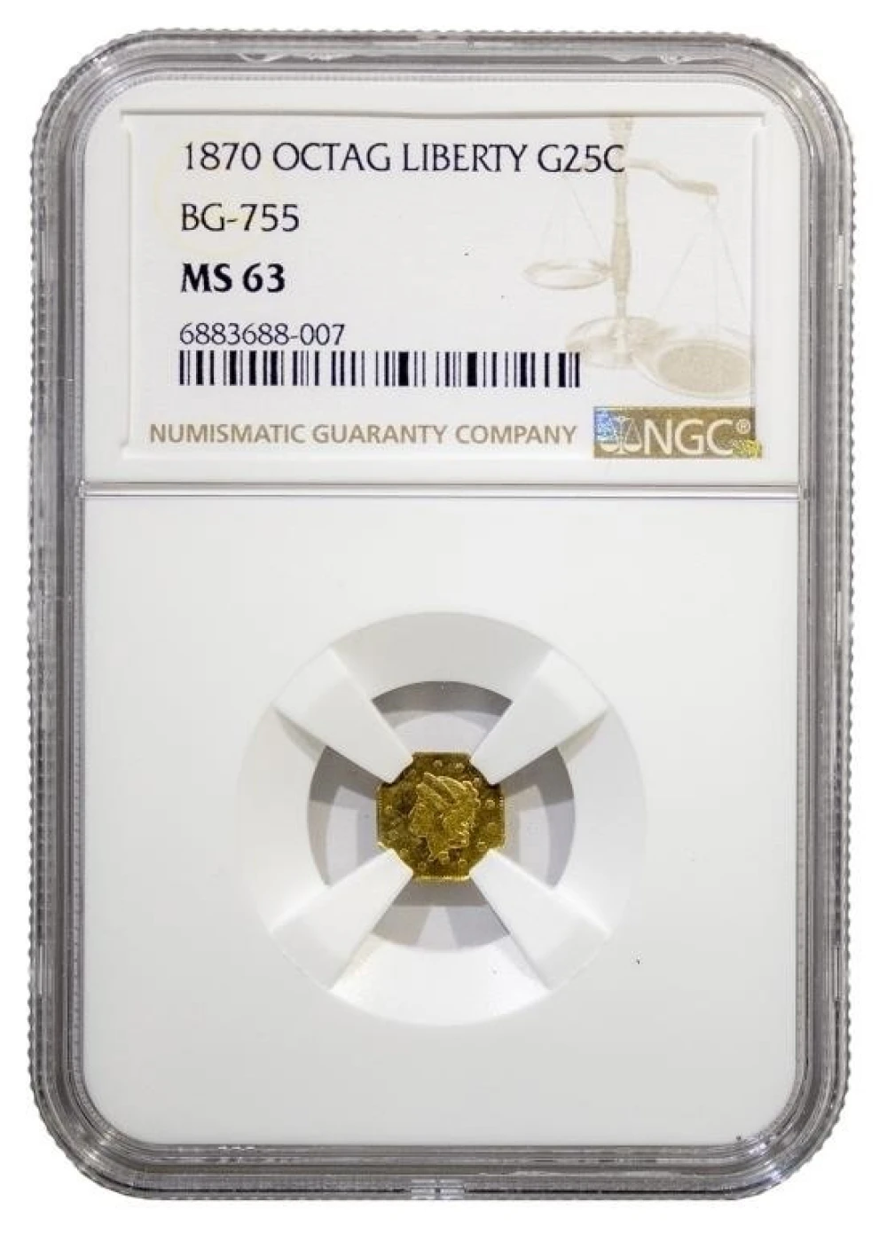 NGC MS-63 1870 California Gold Quarter