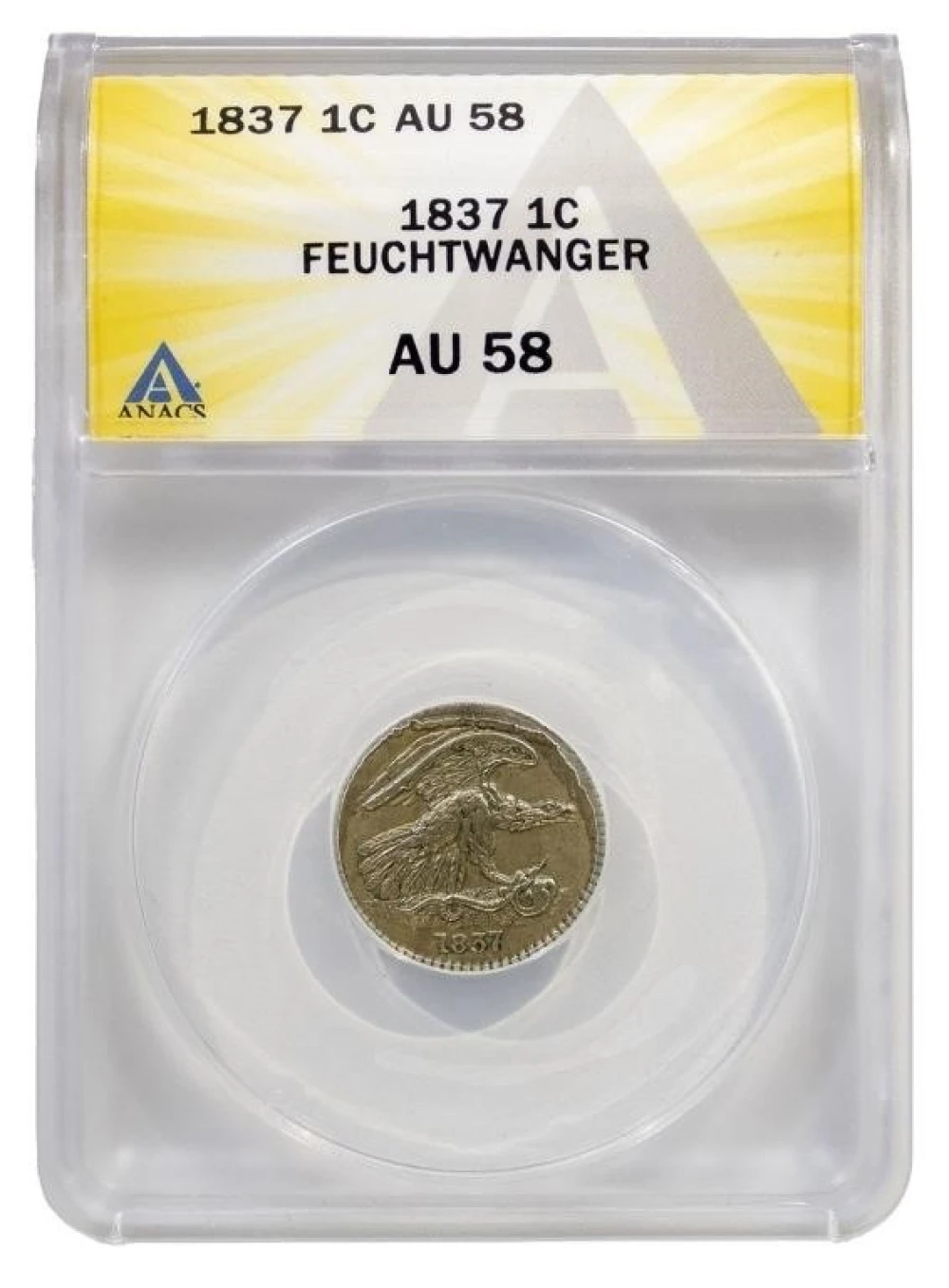 ANACS AU-58 1837 Feuchtwanger Cent