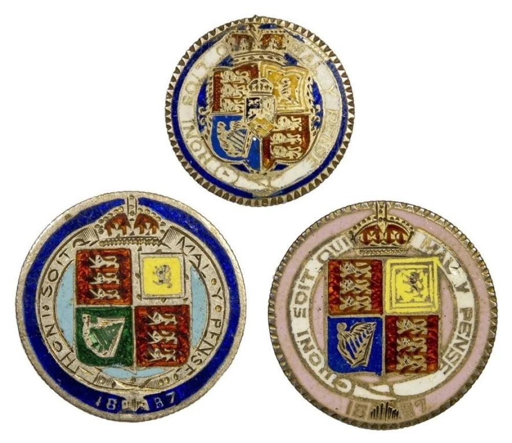 Great Britain. Enameled Silver Trio
