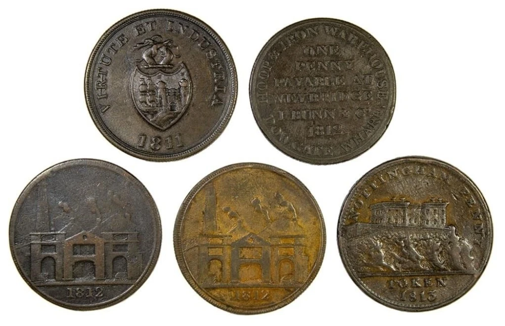 Great Britain. Five EF or Better 19th-C Pennies