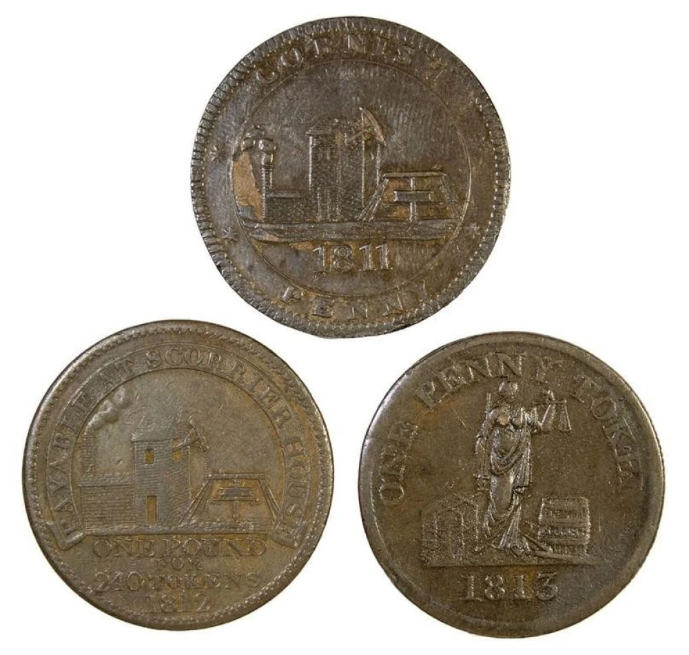 Scotland-Wales. 19th-C Copper Trio