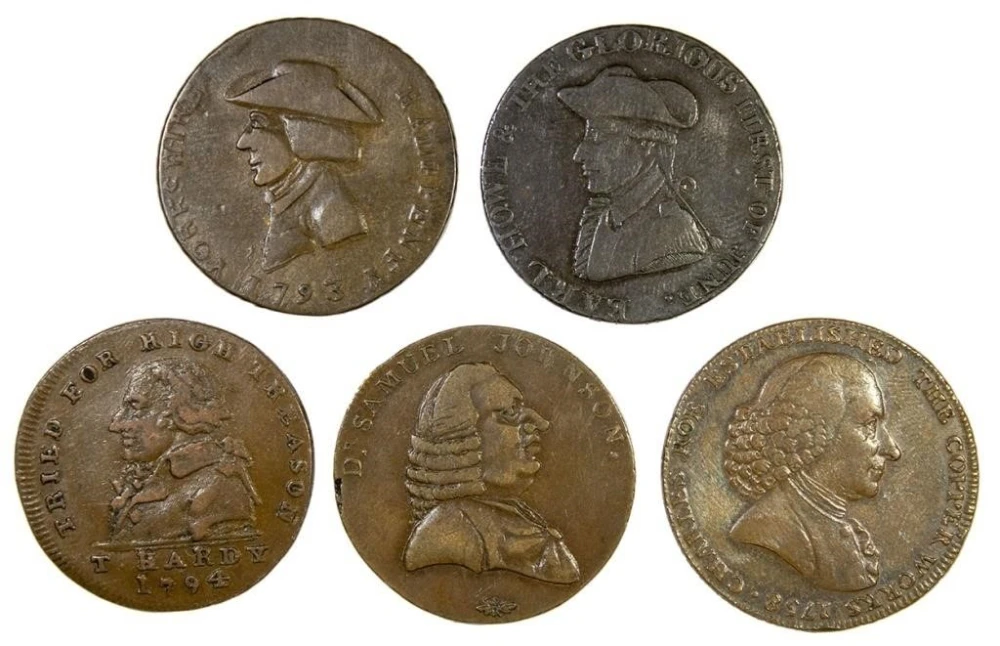 Conder Tokens. Halfpenny Portrait Quintet