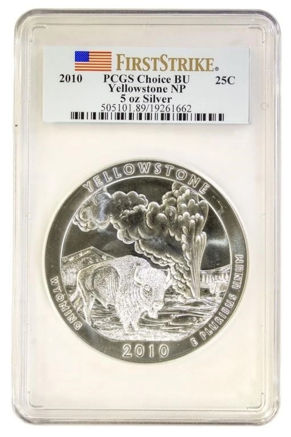 PCGS Choice BU 2010 Yellowstone 5 Ounce Silver