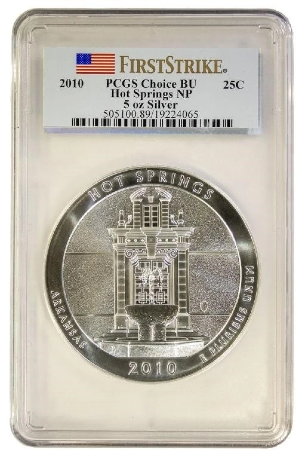 PCGS Choice BU 2010 Hot Springs 5 Ounce Silver