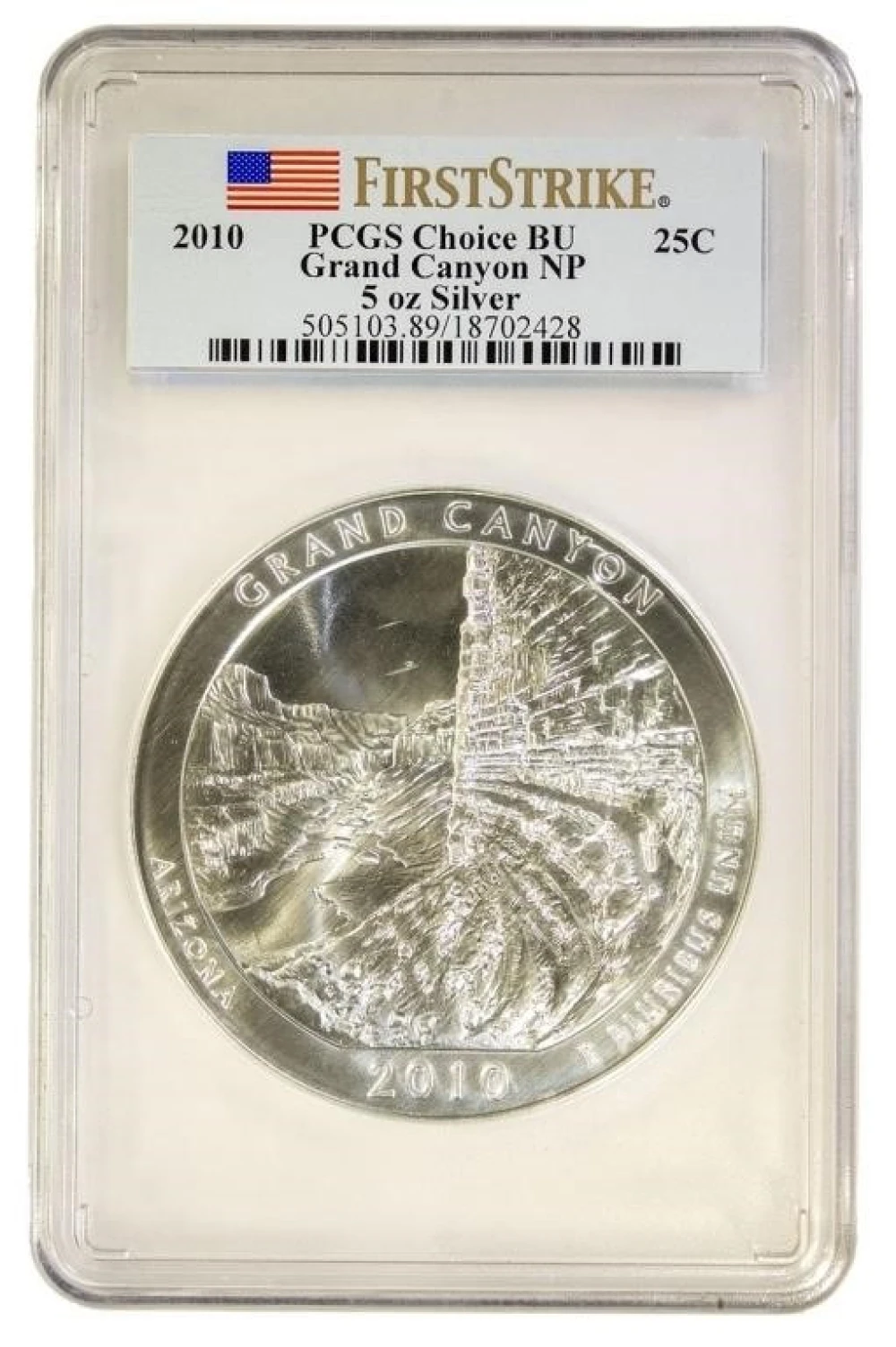 PCGS Choice BU 2010 Grand Canyon 5 Ounce Silver