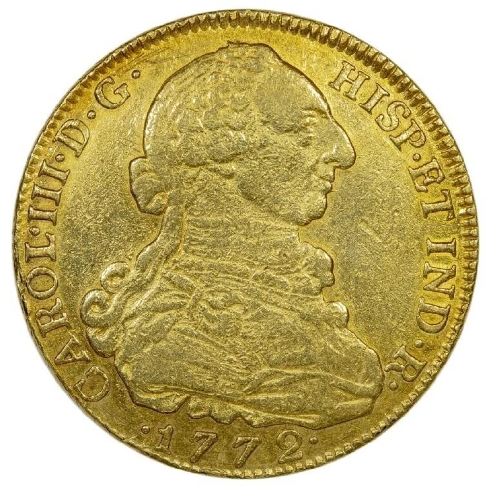 Colombia. EF Details Rare 1772 Gold 8 Escudos