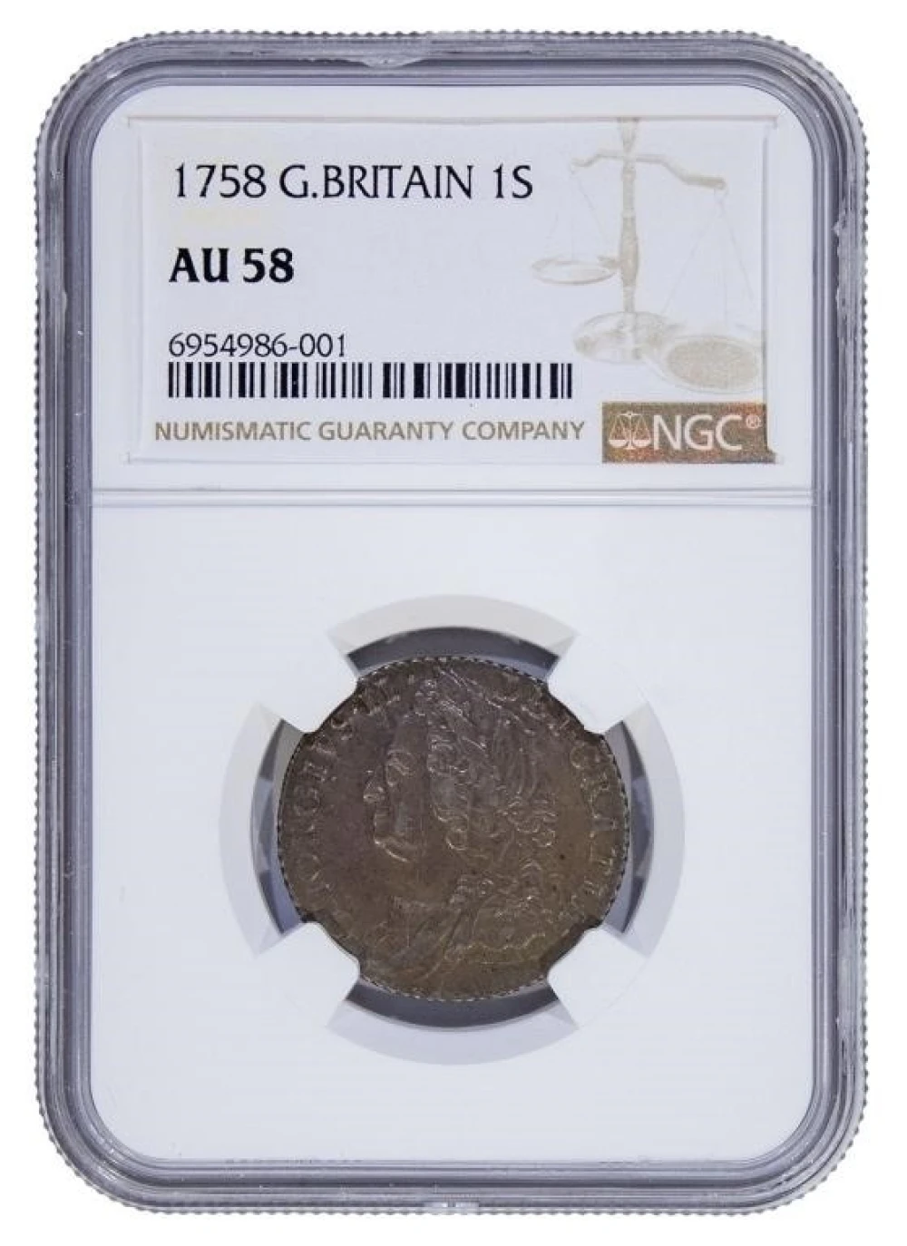 Great Britain. NGC AU-58 1758 Shilling