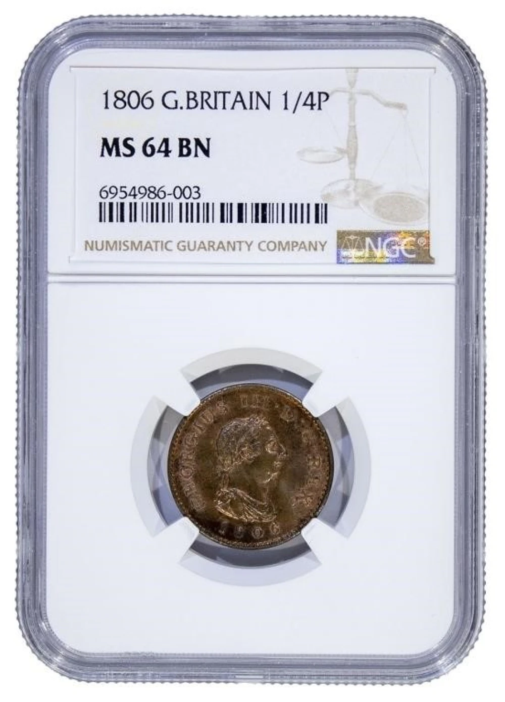 Great Britain. NGC MS-64 BN 1806 Farthing