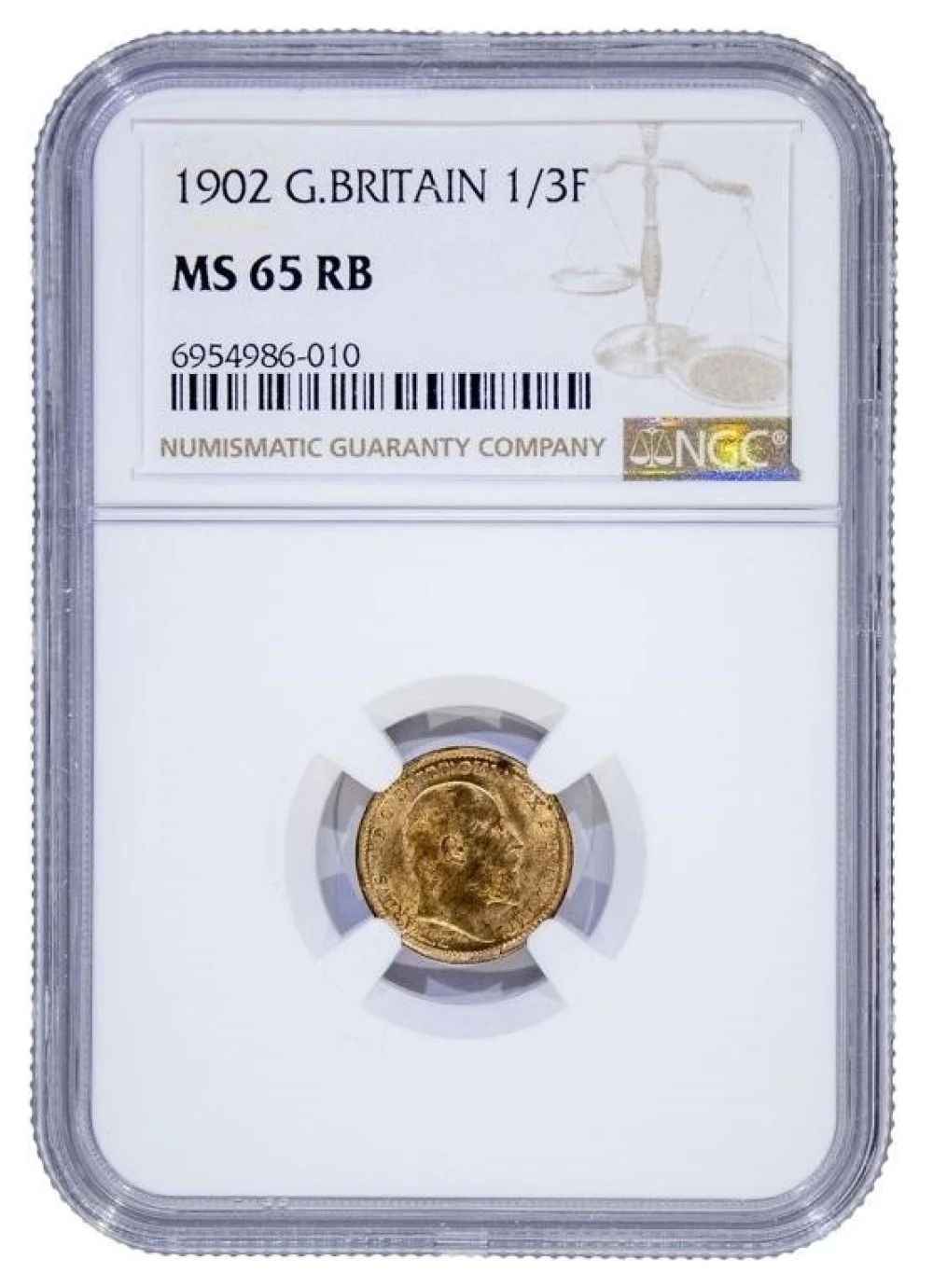 Great Britain. NGC MS-65 RB 1902 1/3rd Farthing