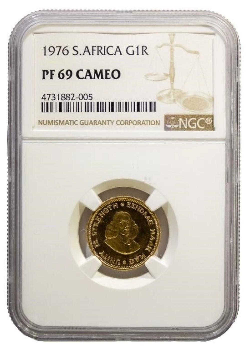 South Africa. NGC Proof-69 Cameo 1976 Gold Rand