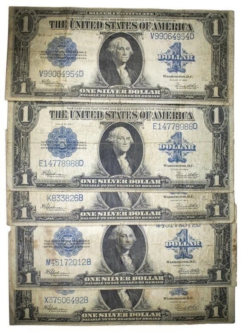 Group of Fine Series 1923 $1 Silver Certificates