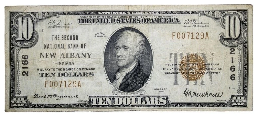 Indiana. New Albany. VF Series 1929 $10