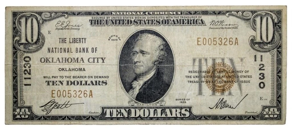 Oklahoma. Oklahoma City. VF Series 1929 $10