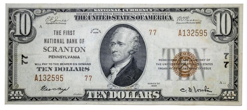 Pennsylvania. Scranton. VF+ Series 1929 $10